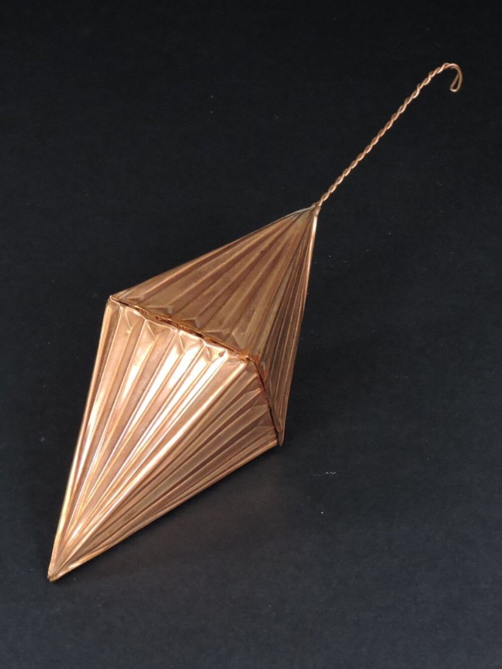 Antique Copper Metal Christmas Ornament - Pyramid Shape (1920's - 1940's era)